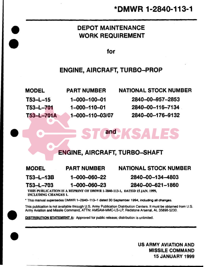 DMWR 1-2840-113-1 Engine T53-13 & 703